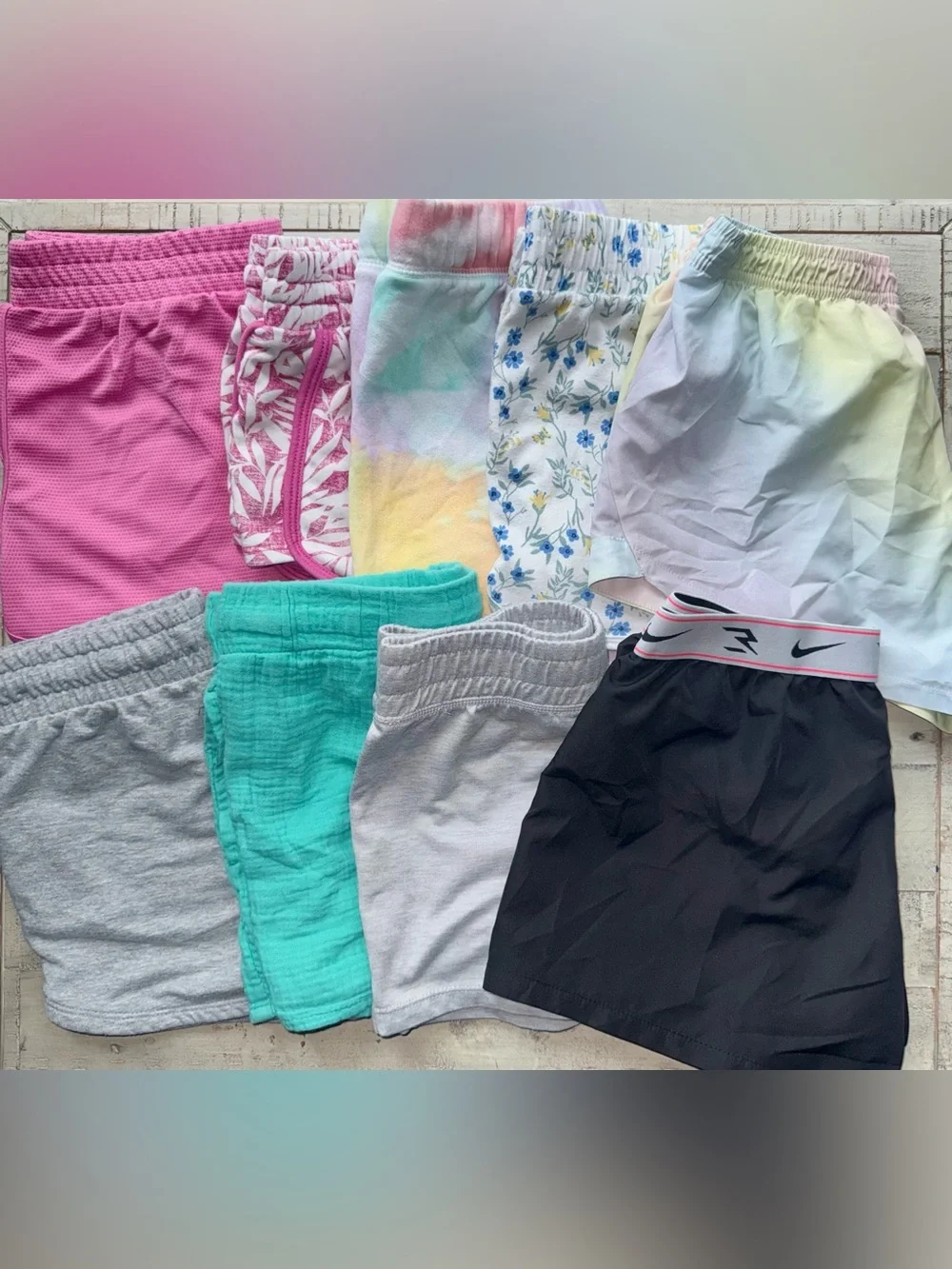 Girls size medium / 10-12 years lot of SS tops & shorts 17pc + extras